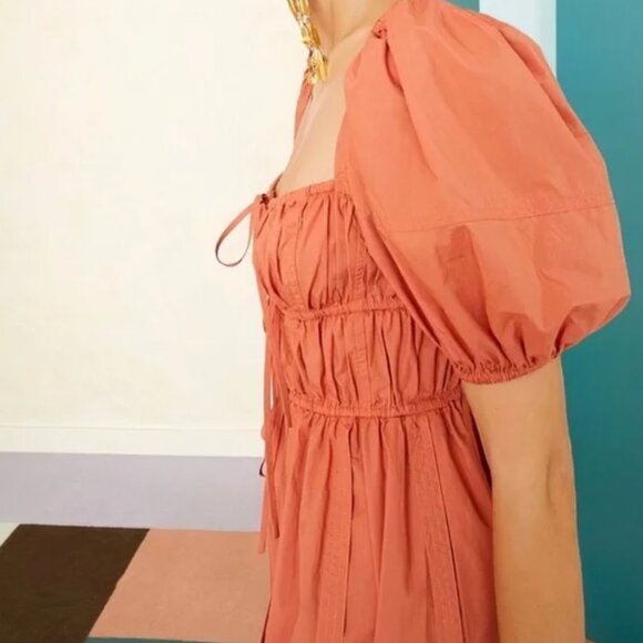 Ulla Johnson - Palma Tiered Poplin Puff-Sleeve Midi Dress - Picture 4 of 7